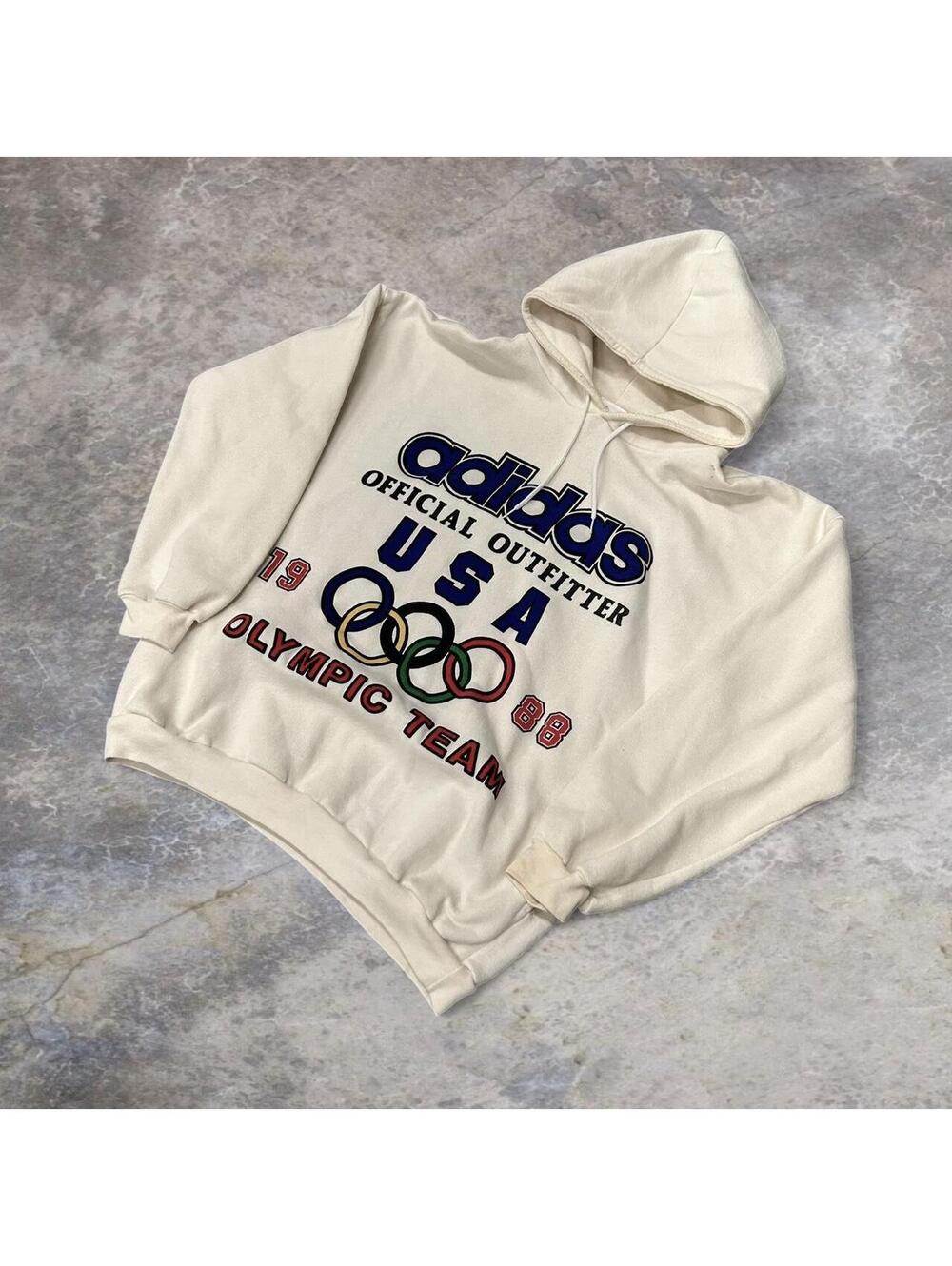 Adidas white vintage USA Olympic Team hoodie Size L #olympics #athleticwear
